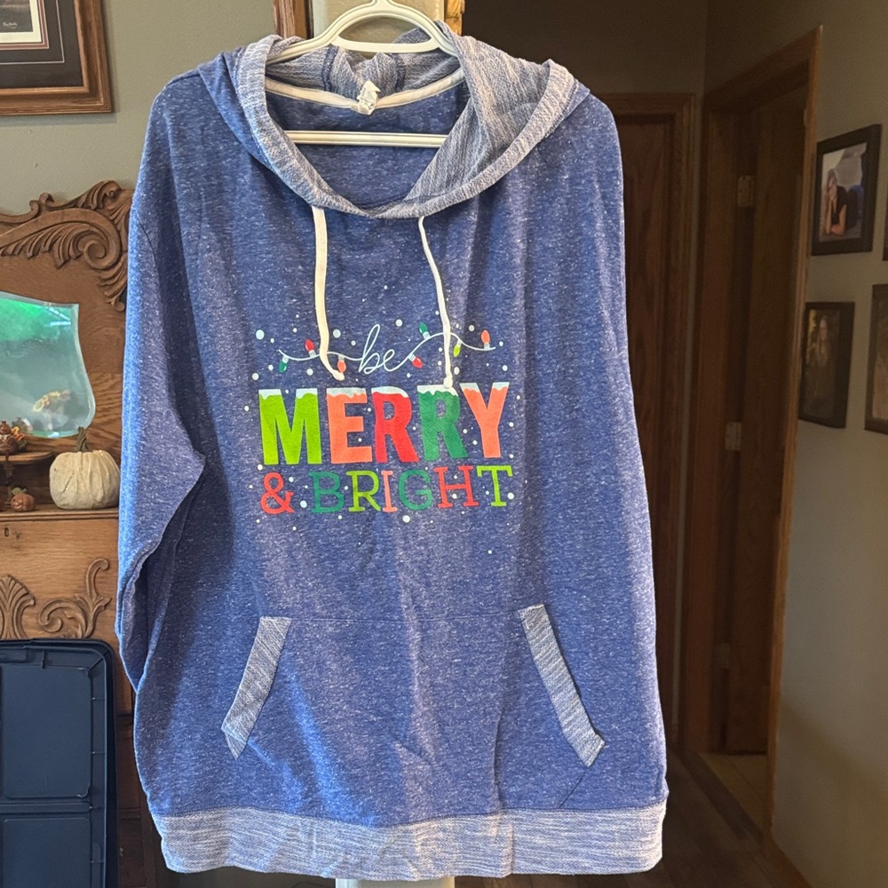Blue 'Be Merry & Bright' Women's Hoodie